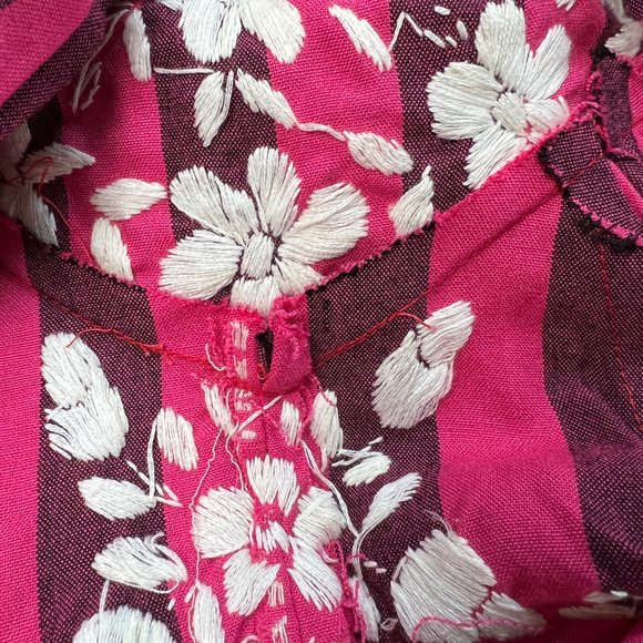 Vintage 70's Embroidered Maxi Striped Sleeveless Handmade Boho Halter Dress XS/S - Picture 7 of 8